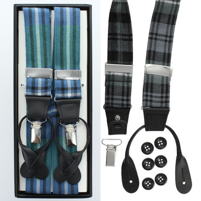 Irwin, Irvine Tartan Suspenders/Braces, Dual Clip and Button
